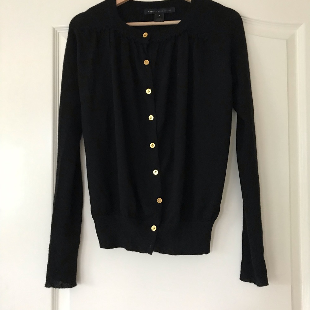 Marc by Marc Jacobs gold button cashmere cardigan